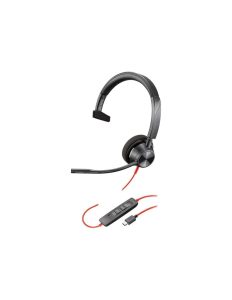 Mini-Phone (3.5mm) - Wired - 32 Ohm - On-Ear - Monaural - Ear-Cup - 7 ft Cable - Omni-Directional Microphone - Black