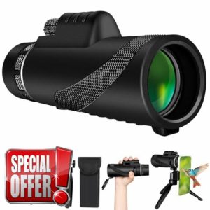 Monocular Telescope for Adults 40X60 Monoculars Telescope High Power with Smartphone Holder Tripod BAK4 Prisms FMC Lens Compact Waterproof HD Pocket Telescope Scope Wildlife Bird Watching Hiking