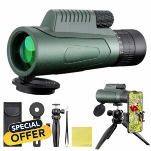 GOHHME 10-30 X 50 Monocular Telescope Monoculars for Adults BAK4 Prism Multi-coated with Smartphone Holder Tripod Waterproof Monocular for Bird Watching Hiking Hunting Camping Match Watching