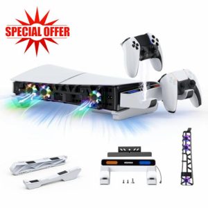 NexiGo PS5 Slim Horizontal Stand with Charging Station for PS5 and Edge Controllers