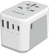 TESSAN UK to EU Euro Europe Travel Adapter with 2 USB Ports - Grounded European Power Plug Adapte...