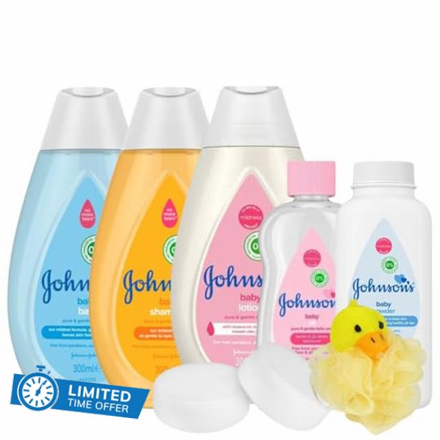 Baby Bath Set Bundle With 5 Piece Johnsons Baby Bath Set
