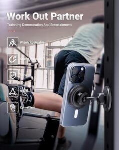 Dual Magnetic Phone Mount Gym Phone Holder Magnet with Double Ball Head Locking Angle Compatible with iPhone 15 14 13 12 Pro Max Plus