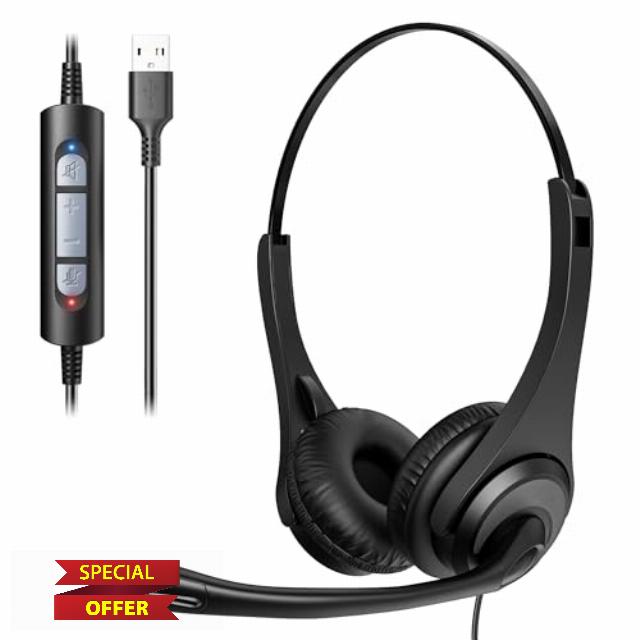 Voistek USB Headset with Microphone for PC Laptop