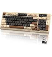 M96 Dual Mode Wireless Gaming Keyboard with 2.4G & BT5.0, 90% Membrane Semi-mechanical Keyboard w...