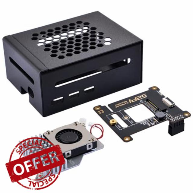 GeeekPi Metal Case with N05 PCIe M.2 Key-M NVMe SSD PCIe Peripheral Board for Raspberry Pi 5