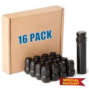 JiiinMiiin M10x1.25 ATV Lug Nuts - 16pcs Closed End 6 Spline 10x1.25 Wheel Nuts Cone/Acorn Seat with Socket Key