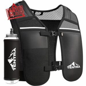 TENTRA Running Hydration Vest with 500ml Running Water Bottle | Waterproof Phone Pouch Reflective Vest | 8 Pockets