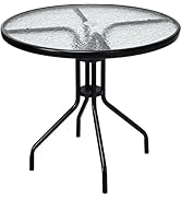 TANGZON Outdoor Dining Set, Patio Tempered Glass Table and Folding Chairs Set with Umbrella Hole,...