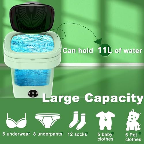11L Large Capacity Collapsible Washing Machine with Drain Basket Washer