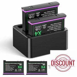 Adicop Battery compatible with Insta 360x4