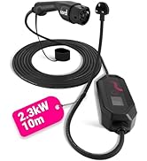 Cord Type 2 to Type 2 EV Coiled Charging Cable, 32amp, 22kW, 7.5 Metre, Three Phase