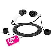 Cord Type 2 to Type 2 EV Charging Cable, 32amp, 7.4kW, 7.5 Metre, Single Phase