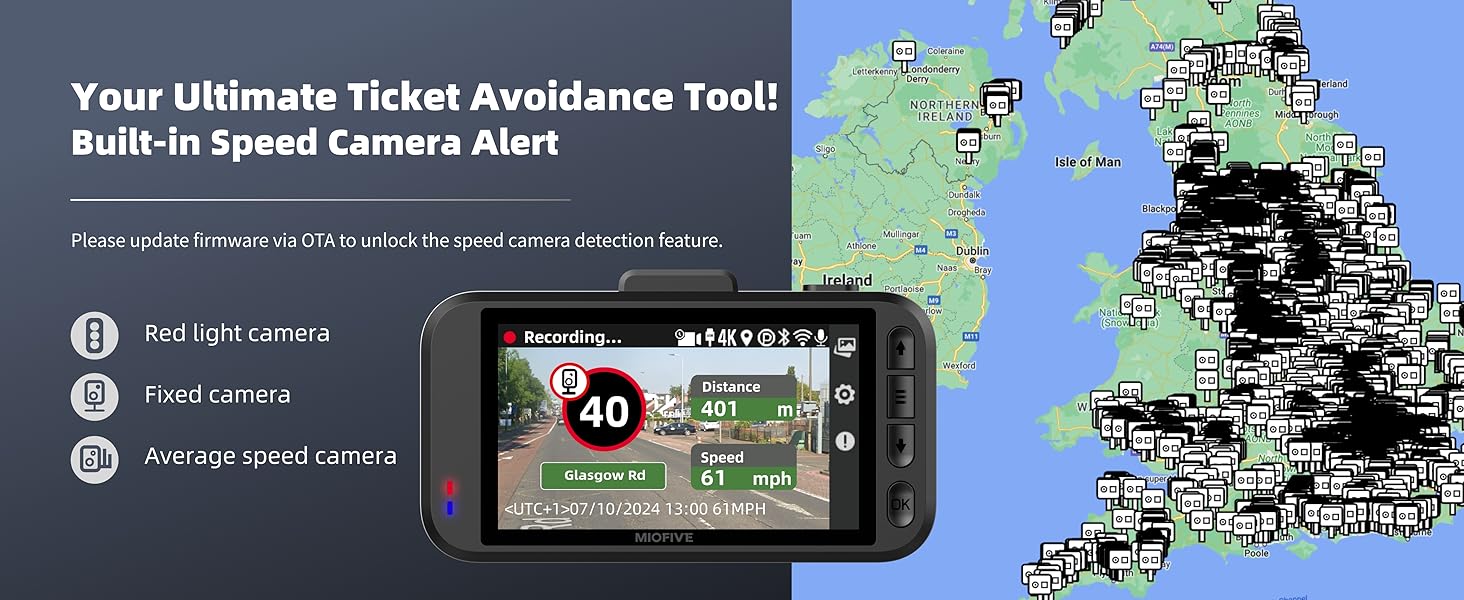miofive speed camera dash cam