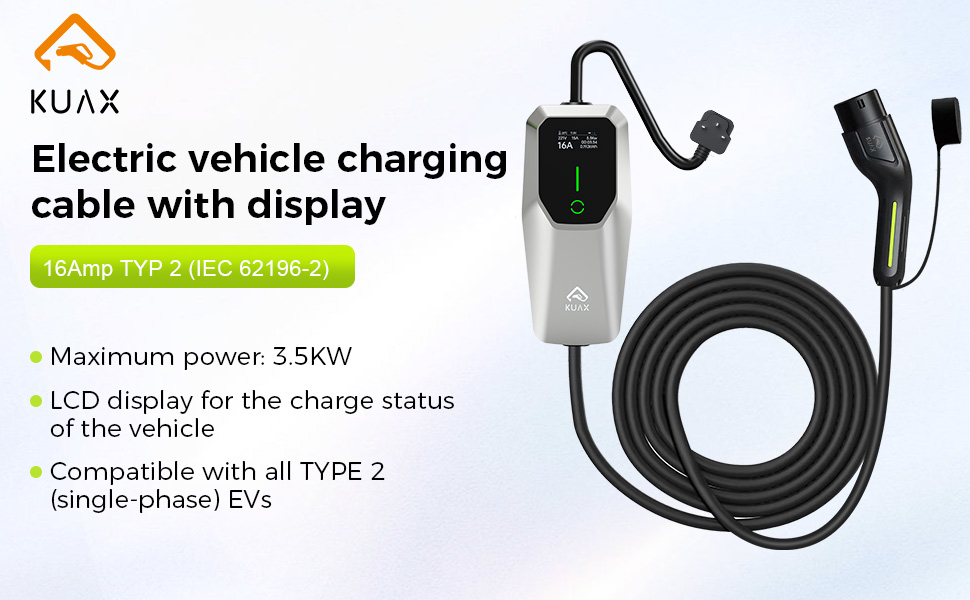 KUAX EV Charger Type 2 to 1 Pin Plug | 5M | 3.5 KW