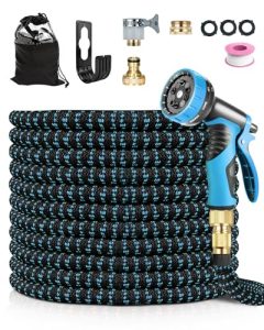 Upgraded No-Kink Garden Hose with 10 Function Spray Nozzle