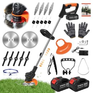 24V Electric Grass Trimmers with 6x Metal Blades & 10x Plastic Blades