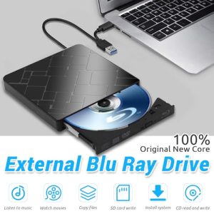 Portable External Blu Ray DriveUSB 3.0 and Type-C 3D Slim Optical Bluray Drive Reader Blu Ray Burner Writer BD Drive CD DVD Drive Player