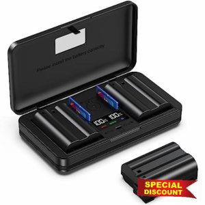 EN-EL15 (2200mA) Camera Battery Multifunctional Charger Set (Including Two Batteries) Compatible with Nikon Z6 Z7 V1D 750D 7500D 850D 7000Db7100D 7200D 500D 780D 600D 610D 800D 810D 810a