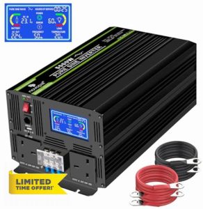 Novopal 5000 Watt Pure Sine Wave Inverter 24V to 230V 240V Car Converter Power Inverter with Lcd Display 2AC Outlets And Usb Port-Remote Control for motorhomes