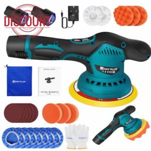 Cordless Car Polisher Buffer Machine - Dual Action Polisher with 8 Variable Speeds & 2PACK Battery - Orbital Polishing Machine with Buffing Pad Polish Kit for Car Detailing Furniture Polishing Sanding
