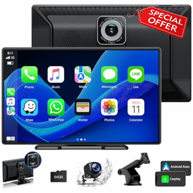 HOTPEAK 9'' A-pple Carplay Screen for Car with 2.5K Dash Cam