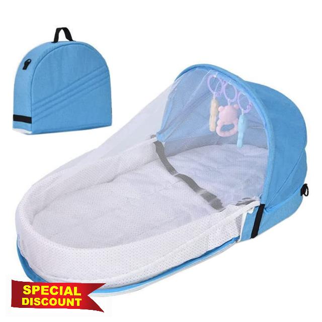 Portable Folding Travel Cot Bed for Baby Cot with Mosquito Net Portable Bed with Sleeping Toys