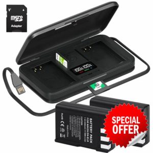 ENEL9/ENEL9E/ENEL9A Replacement Battery 2400mAh with LCD Built-in USB Cable Charger with Type C Port for Nikon D40 D40x D60 D3000 D5000 Digital Camera