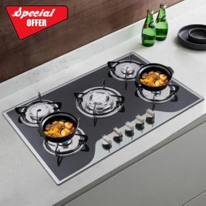 5 Burner Gas Hob - Built-in 5 Burners with Wok Burner Gas Cooker Campervan Cooktops Gas Cookers