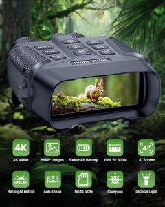 3.99'' LCD Digital Binoculars with 5X Digital Zoom Visible 1640ft/600M Infrared Night Vision Scope 64GB Card for Hunting Camping Hiking