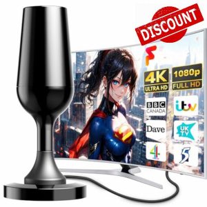 2024 Highest TV Aerial - Indoor TV Aerial for Smart TV with Signal Booster High Gain Freeview TV Strong Signal Antenna- TV 4K 1080P HDTV & VHF/UHF/DAB Radio and Portable All Compatible