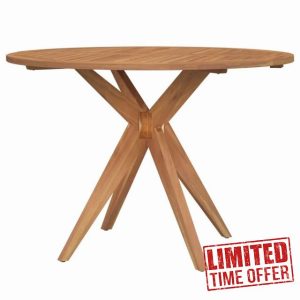 idaXL Garden Table - Round Brown Acacia Wood Ø110x75cm - Patio