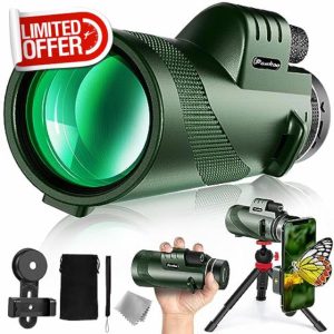 Pankoo 40x60 HD High Power Adult Monocular with Tripod and Smartphone Adapter - Ideal for Birdwatching