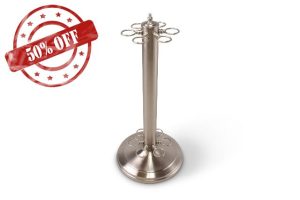 Funky Chalk Freestanding COMPACT 6 CUE Metal Pool and Snooker Cue Rack for up to 6 cues (Silver)