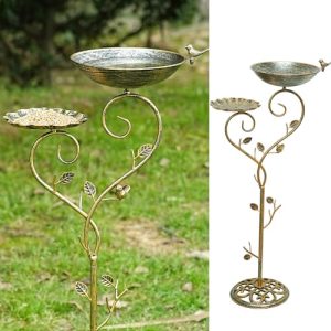 2 in1 Bird Baths for Outdoors/Metal Bird Feeder Bowl Tray