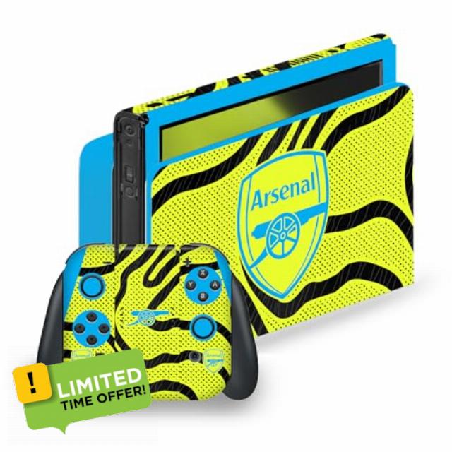Head Case Designs Officially Licensed Arsenal FC Away 2023/24 Crest Kit Vinyl Sticker Gaming Skin Decal Cover Compatible With Nintendo Switch OLED Bundle