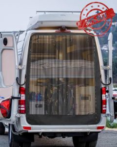 SUPAREE 6'x 5' Car Tailgate Mosquito Net Van Bug Screen Van Door Net Universal with Velcro Fixed & Chain Closure for Caravan Campervan Travel Camping (Black Mesh)