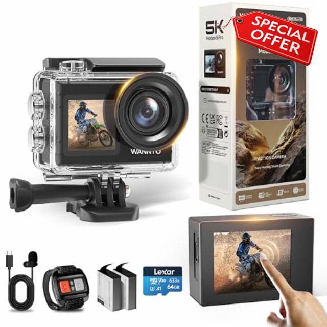 WANNTO Action Camera 5K 24MP Motion 5 Pro