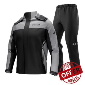 YEASQGS Motorcycle Rain Suit Reflective Waterproof Rain Gear 2 Piece Set with Jacket & Pant for Adult Cycling Riding Motorbike Sui