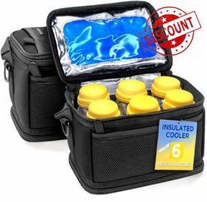 Encased Breastmilk Cooler Bag Designed for 6 Medela Express Milk Bottles - Insulated Freezable Storage Bag with Built-In Ice Packs for Travel/On the Go Moms