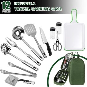 12 Pcs Organizer Travel Kit with Multifunctional Cutlery