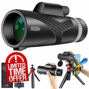 GOHHME 12 X 50 Monocular Telescope Monoculars for Adults BAK4 Prism with Smartphone Holder Upgrade Tripod Waterproof Night Vision Monoculars for Hiking Bird Watching Hunting Camping