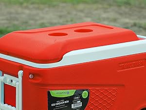 ROYALFORD Ice Cooler Box 45L Camping Picnic Insulated Food Container-Ice Box, Red