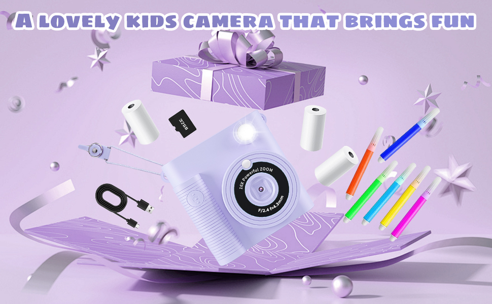 Lovely kids camera instant print; camera toy for kids;