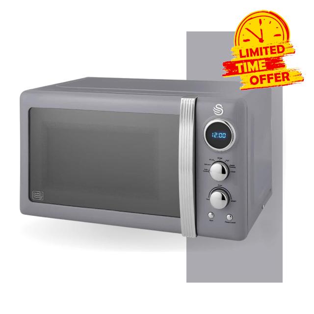 Swan SM22030LGRN Retro LED Digital Microwave with Glass Turntable