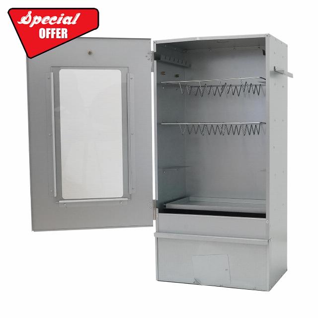 Smoker with disc - Fish and meat - Wood/Gas/Electric - Durable - With viewing window - Incl. Thermometer