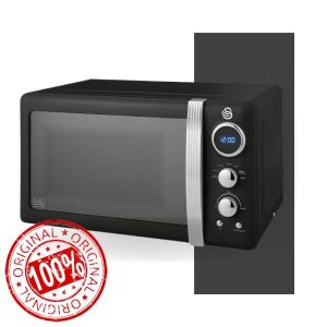 Swan SM22030LBN Retro LED Digital Microwave with Glass Turntable