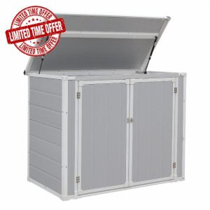 Panana Plastic Garden Shed Outdoor Garden Furniture Storage Shed Plastic House Tool Shed Utility Chest Shed Box (139 x 70x 104cm-Grey)