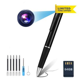 Spy Camera Pen | Spy Camera Hidden Camera with 64G SD Card | 1080p Pen Camera| 200 minutes Battery Life | Rechargeable Secret Camera