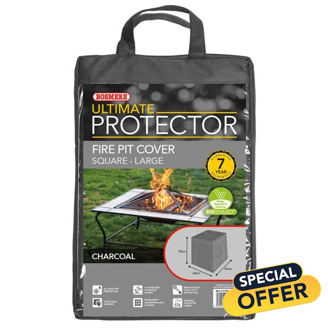 Bosmere Ultimate Protector Square Fire Pit Cover Large Charcoal U775C